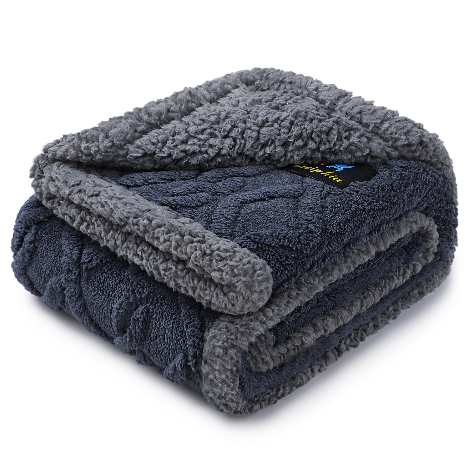 Reversible Sherpa Fleece Waterproof Pet Blanket Dark Grey