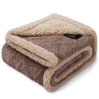 Reversible Sherpa Fleece Waterproof Pet Blanket Khaki