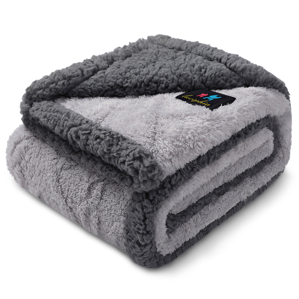 Reversible Sherpa Fleece Waterproof Pet Blanket Light Grey