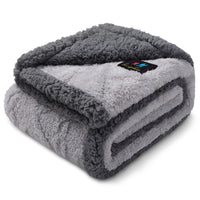 Reversible Sherpa Fleece Waterproof Pet Blanket Light Grey