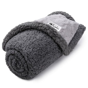 Reversible Sherpa Fleece Waterproof Pet Blanket Light Grey