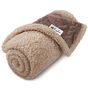 Reversible Sherpa Fleece Waterproof Pet Blanket Khaki