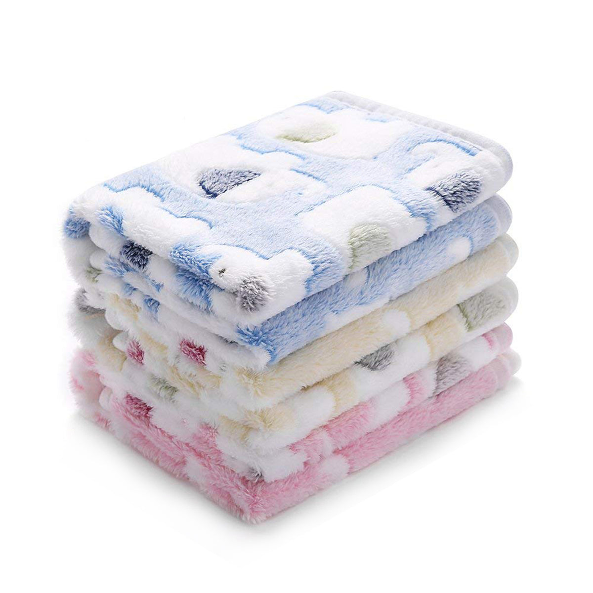 Premium Fleece Dog and Cat Blanket Blue/Pink/Yellow