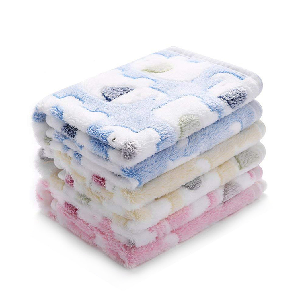 Premium Fleece Dog and Cat Blanket Blue/Pink/Yellow