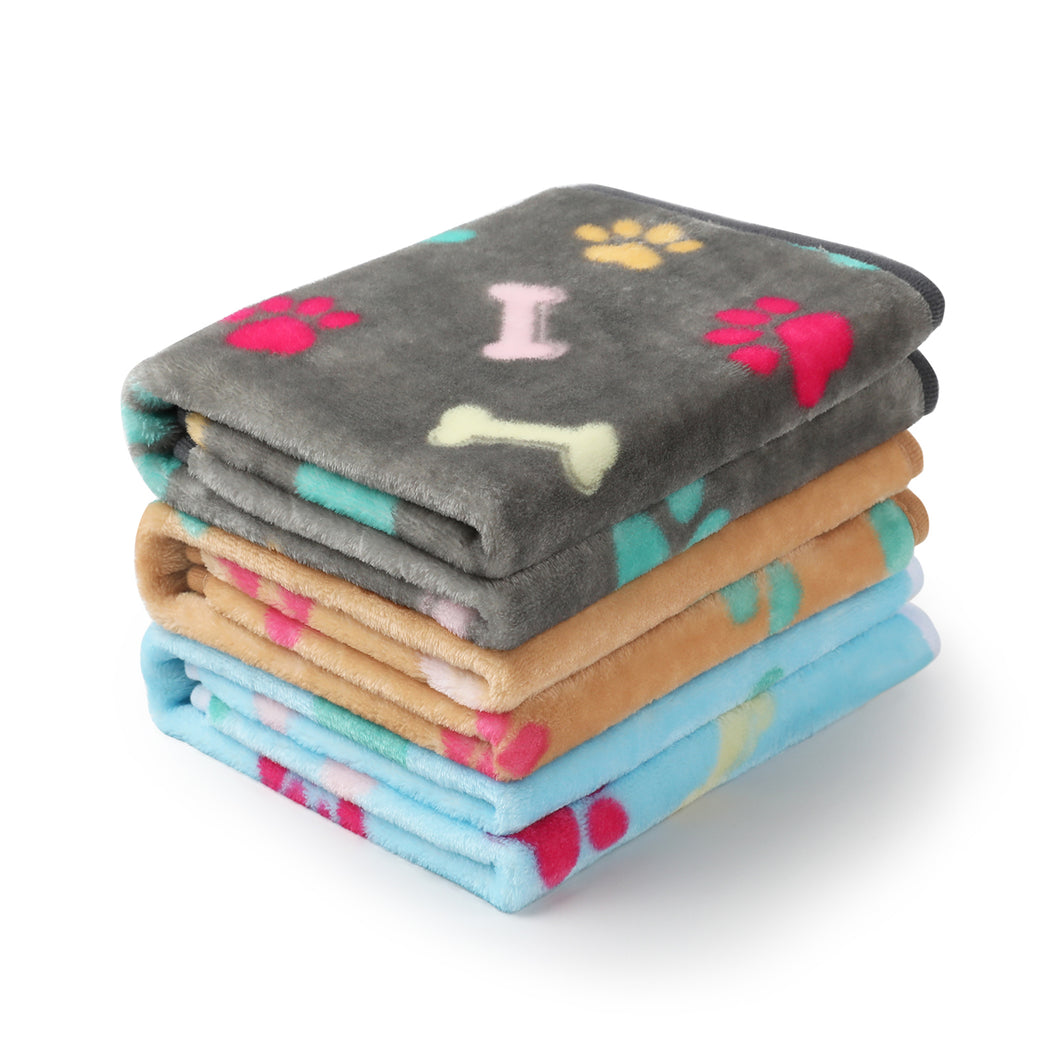 Flannel Pet Blankets | 1 Pack 3 Grey/Brown/Blue