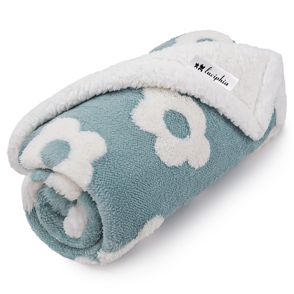 3D Textured Flower Print Waterproof Pet Blanket Blue