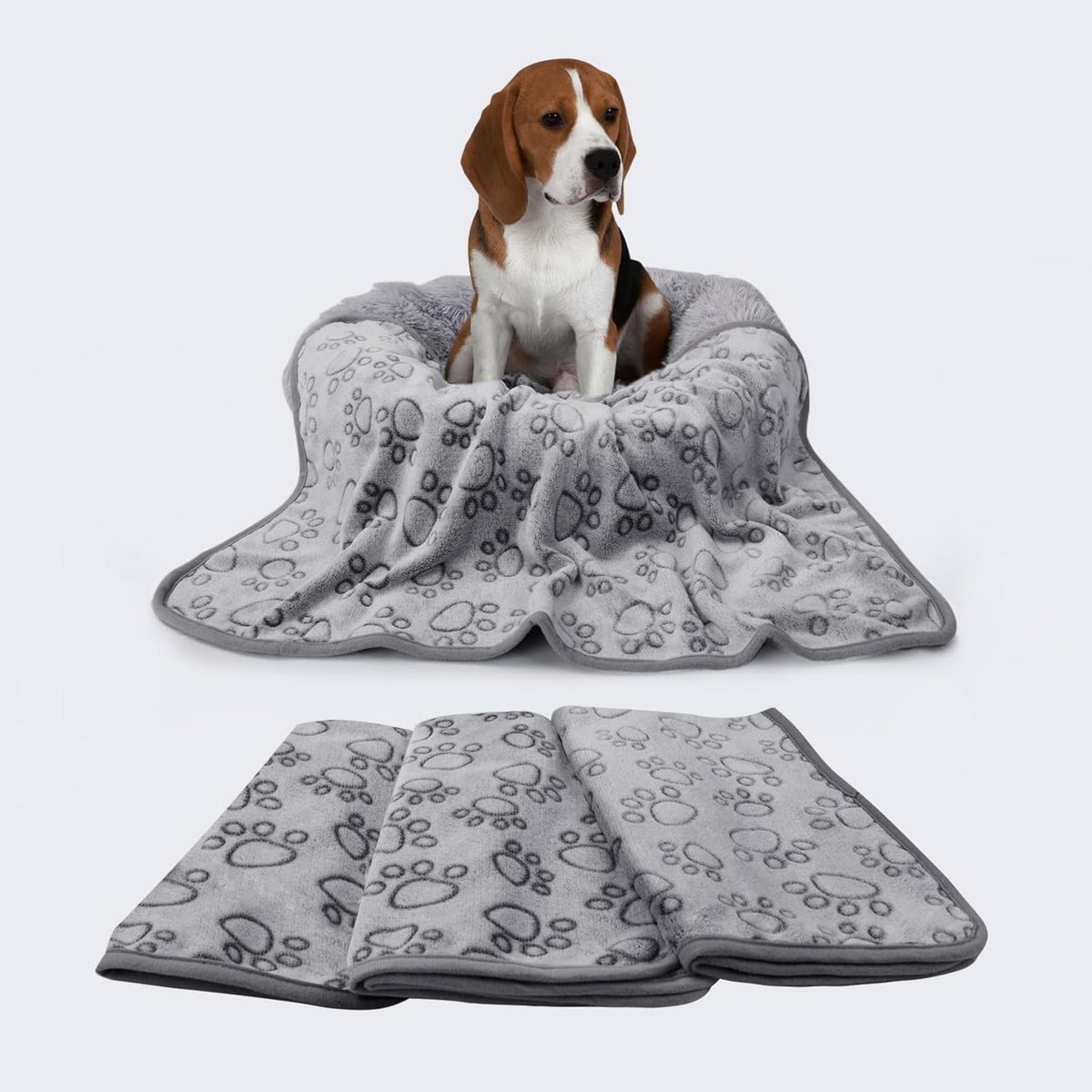1 Pack 3 Small Pet Blanket Paw Printed Throw | Grey Paw