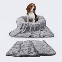 1 Pack 3 Small Pet Blanket Paw Printed Throw | Grey Paw