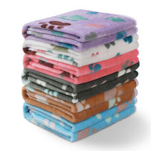 Load image into Gallery viewer, 1 Pack 6 Fleece Dog Blanket for Crate Paw Printed