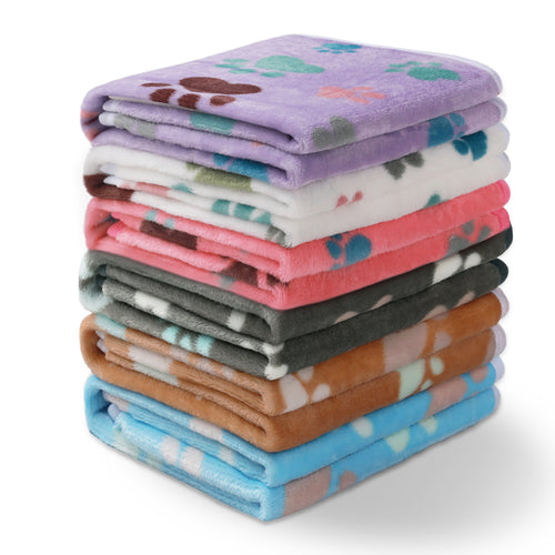 1 Pack 6 Pet Blanket Warm Cute Print Design Puppy Kitten Doggy Paw