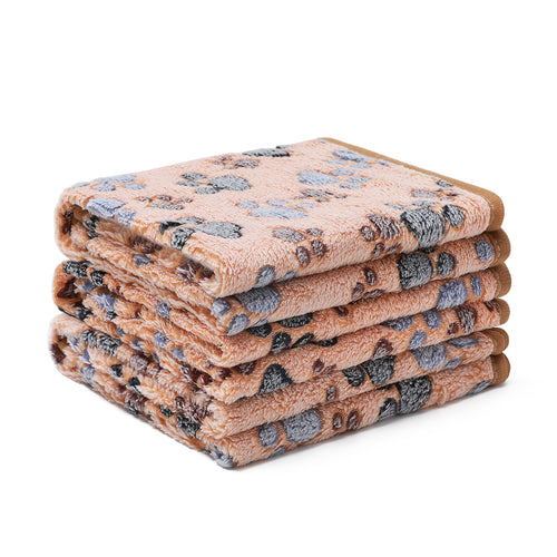 1 Pack 3  Pet Blanket Flannel Throw for Dog Puppy Cat Paw Brown
