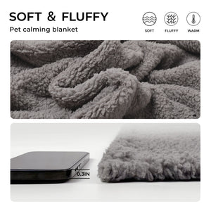 Soft Pet Sherpa Calming Dog Blankets Grey