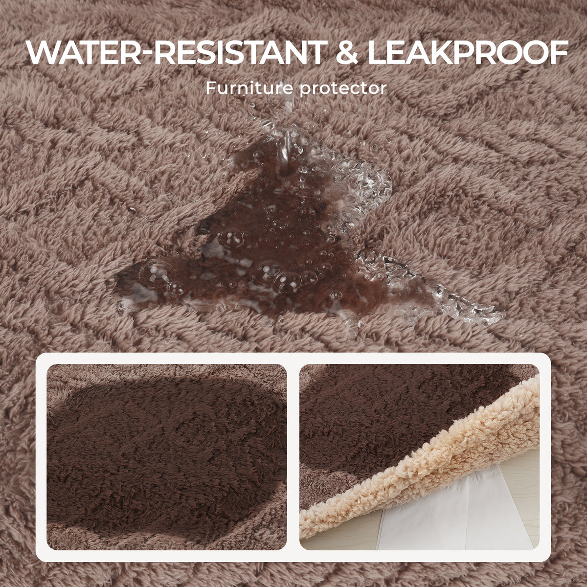 Reversible Sherpa Fleece Waterproof Pet Blanket Khaki