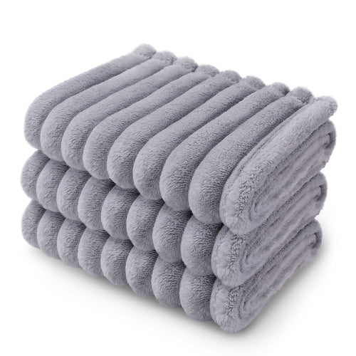 Washable Fleece Pet Blankets 1 Pack 3 for Dog | Cat Grey