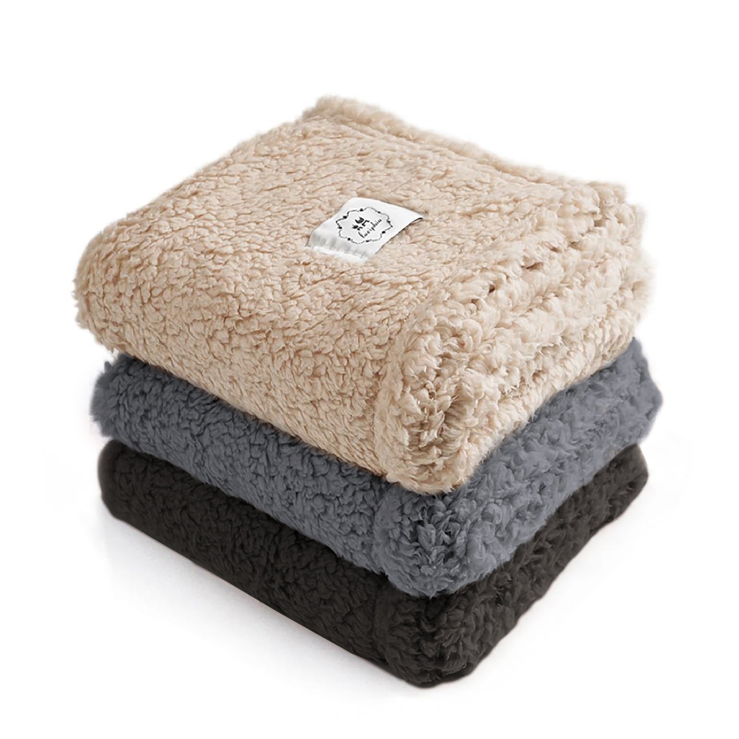 Soft Sherpa Dog Blanket for Dog Puppy Cat Beige/Black/Grey