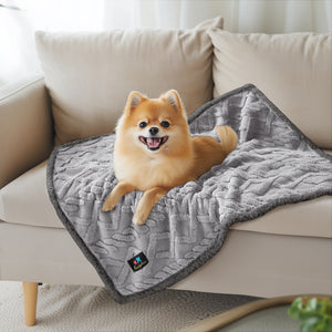 Reversible Sherpa Fleece Waterproof Pet Blanket Light Grey