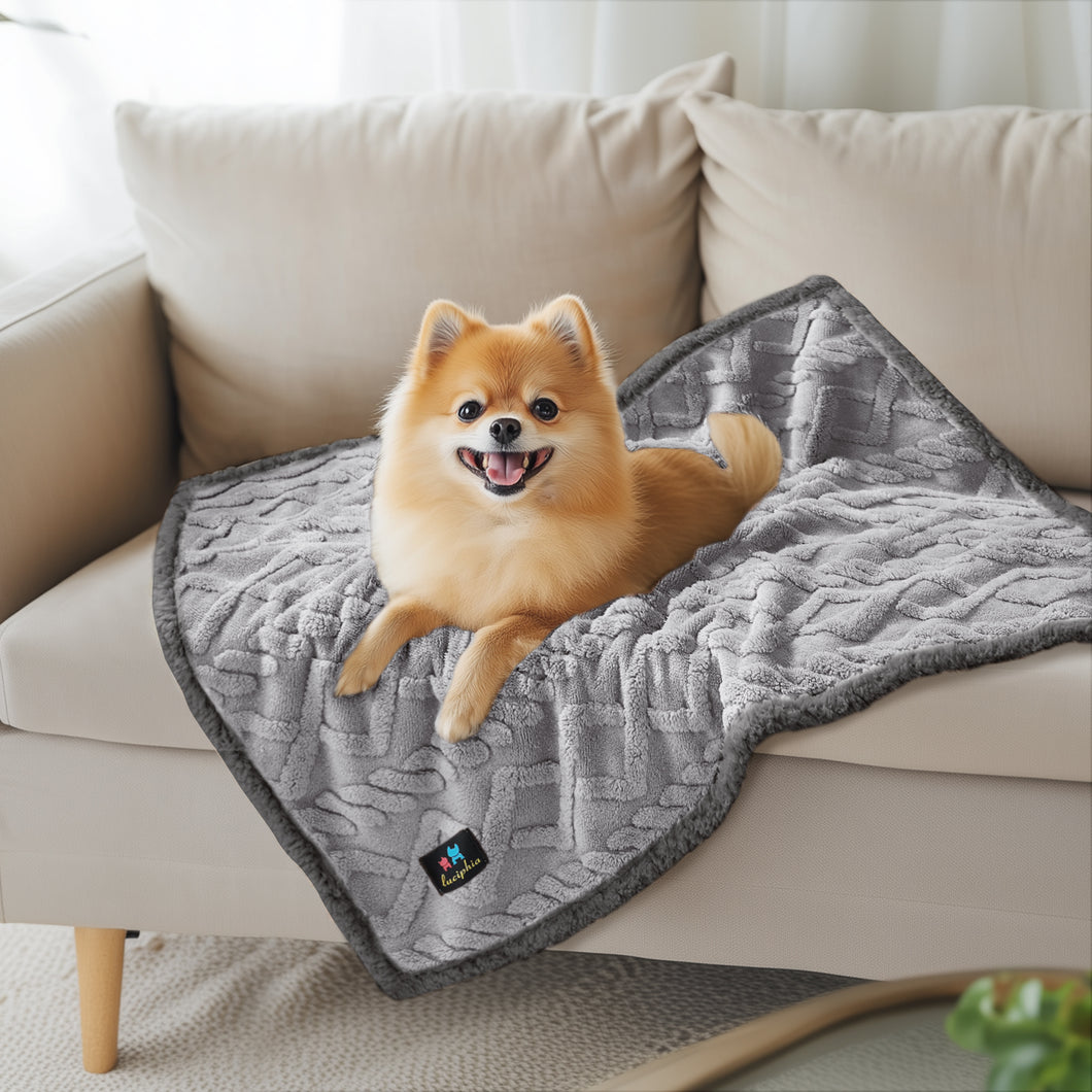 Reversible Sherpa Fleece Waterproof Pet Blanket Light Grey