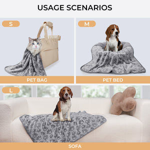 1 Pack 6 Fleece Dog Blanket for Crate Paw Printed Grey