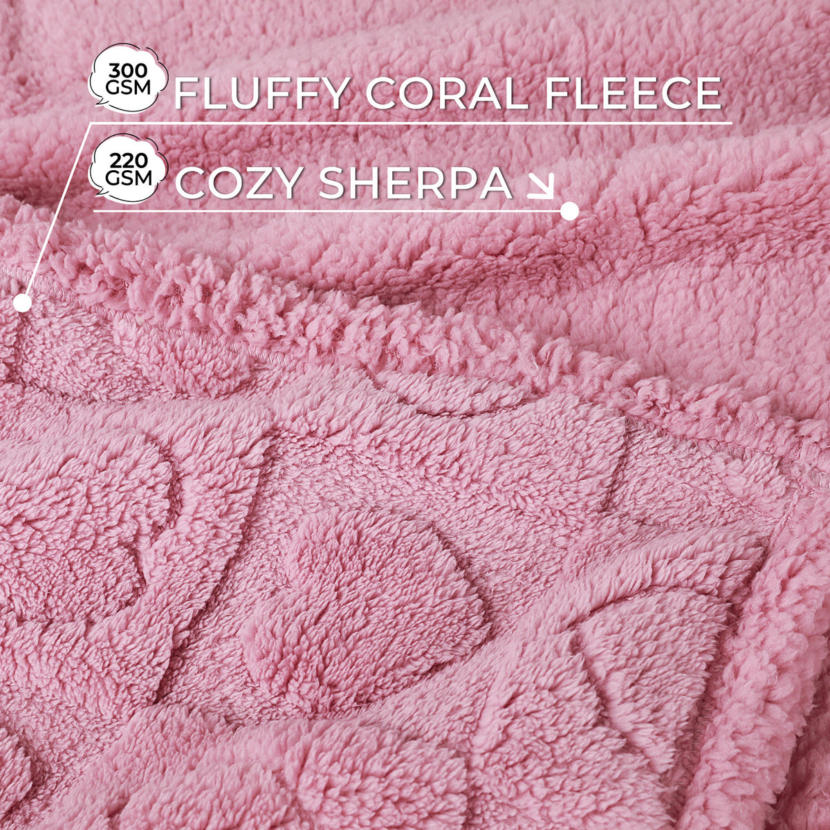Heart Jacquard Waterproof Pet Blanket Pink
