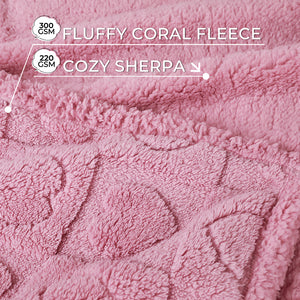 Heart Jacquard Waterproof Pet Blanket Pink