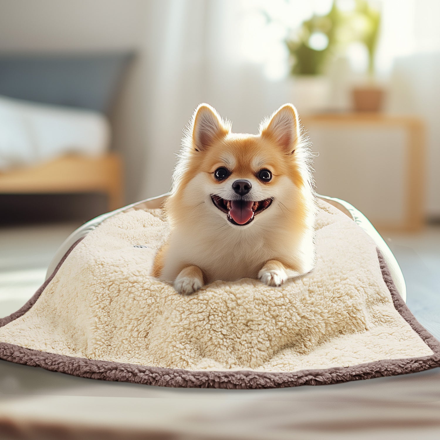 Waterproof Pet Blanket for Dog on Bed Beige/Brown