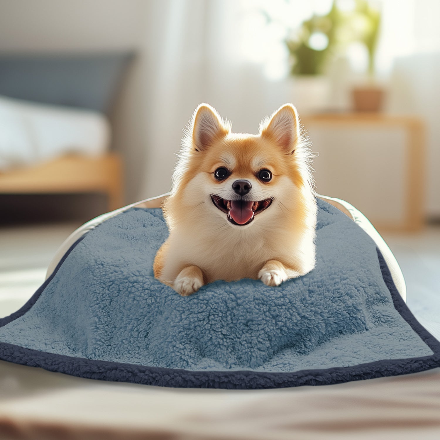 Waterproof Pet Blanket for Dog on Bed Blue/Navy
