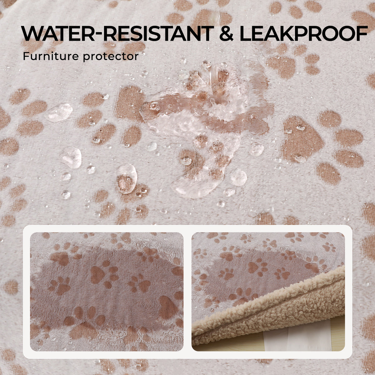 Waterproof Dog & Cat Blanket Heart Paw Khaki
