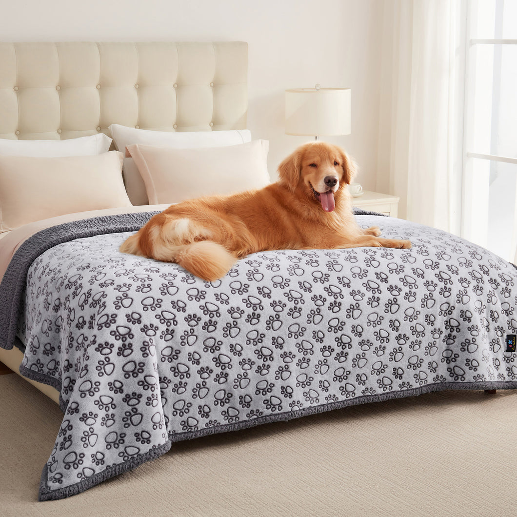 Waterproof Dog & Cat Blanket Paw Gray