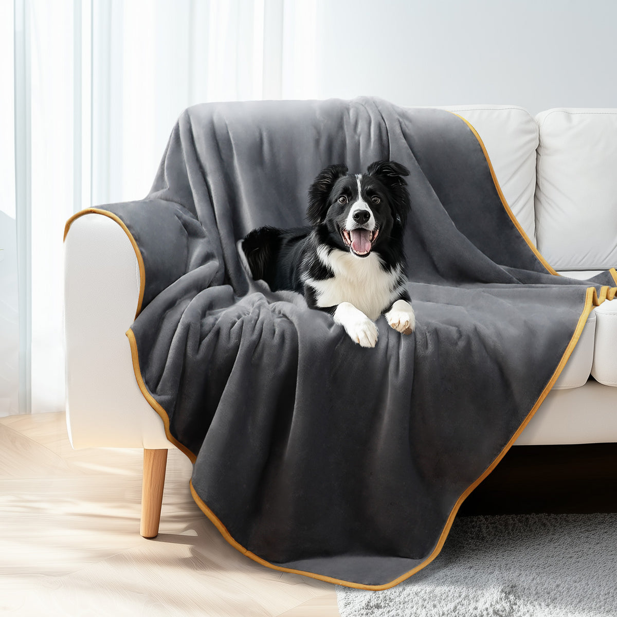 Waterproof Dog Blankets for Dog & Cat Grey+Beige