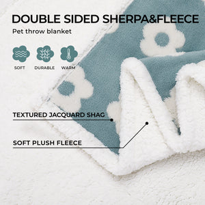 3D Textured Flower Print Waterproof Pet Blanket Blue