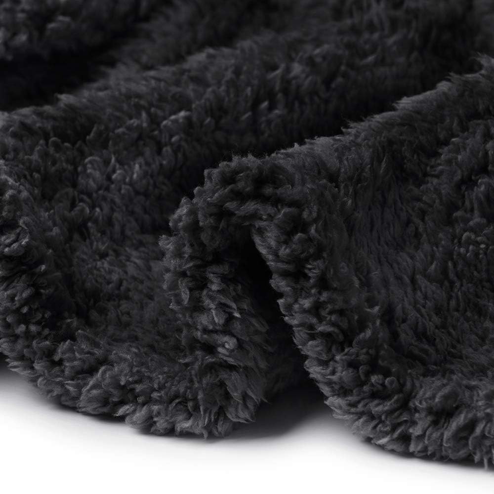 Waterproof Pet Blanket, Liquid Pee Proof Dog Blanket for Sofa Bed Couch, Reversible Sherpa Fleece Furniture Protector Cover for Small Medium Large Dogs Cats, Dark Gray Small（40" x 28"）