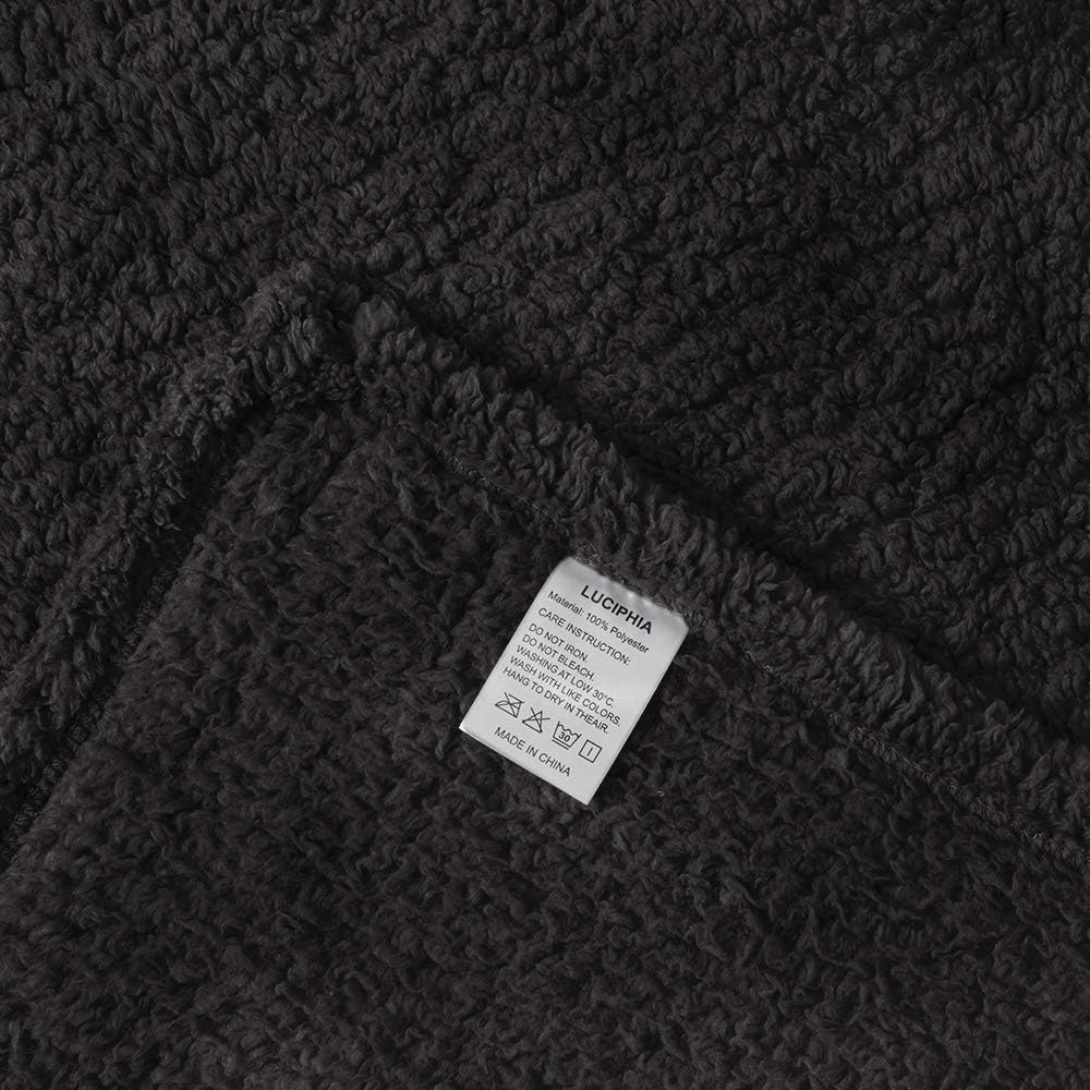 Waterproof Pet Blanket, Liquid Pee Proof Dog Blanket for Sofa Bed Couch, Reversible Sherpa Fleece Furniture Protector Cover for Small Medium Large Dogs Cats, Dark Gray Small（40" x 28"）