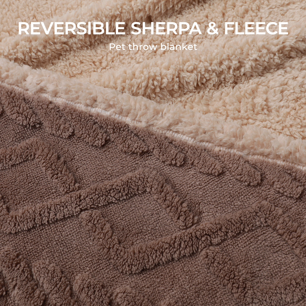 Reversible Sherpa Fleece Waterproof Pet Blanket Khaki