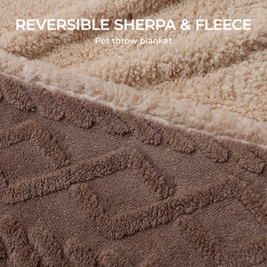 Reversible Sherpa Fleece Waterproof Pet Blanket Khaki