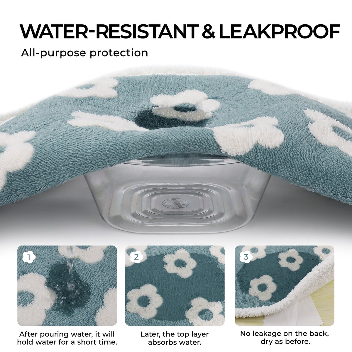 3D Textured Flower Print Waterproof Pet Blanket Blue