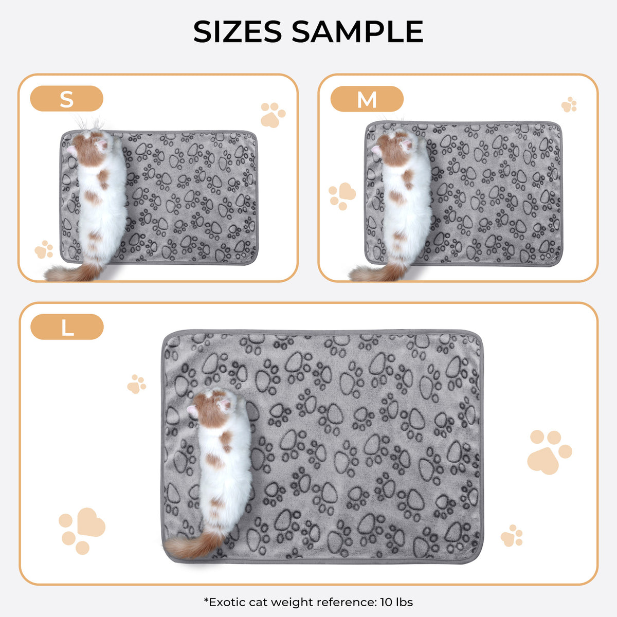 1 Pack 6 Fleece Dog Blanket for Crate Paw Printed Grey