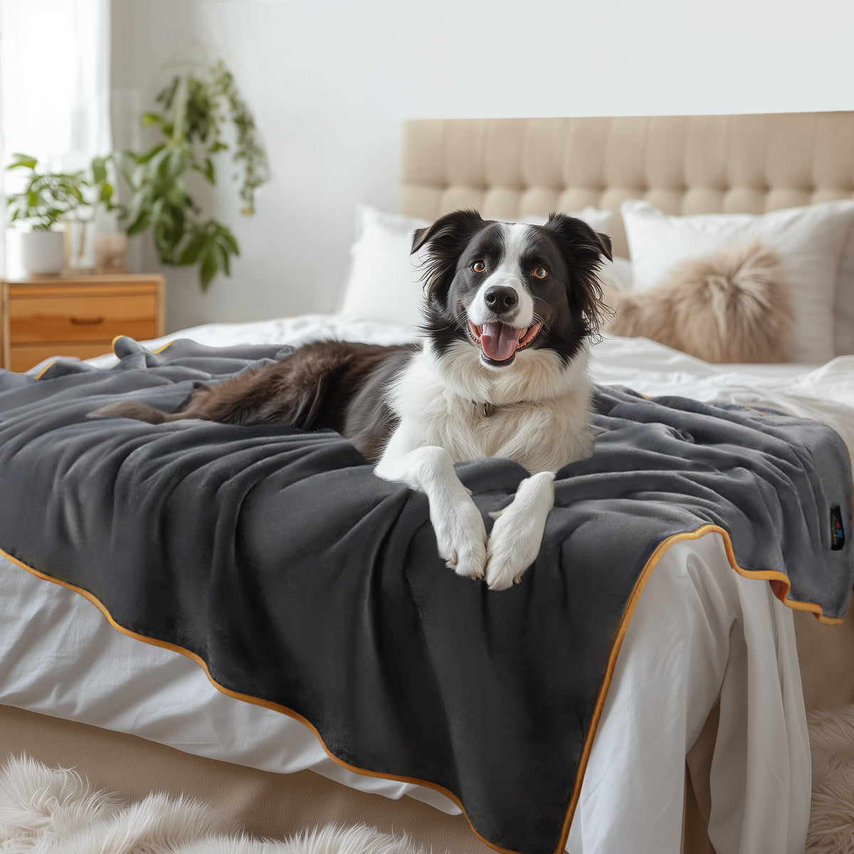 Waterproof Dog Blankets for Dog & Cat Grey+Beige