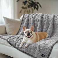 Reversible Sherpa Fleece Waterproof Pet Blanket Light Grey