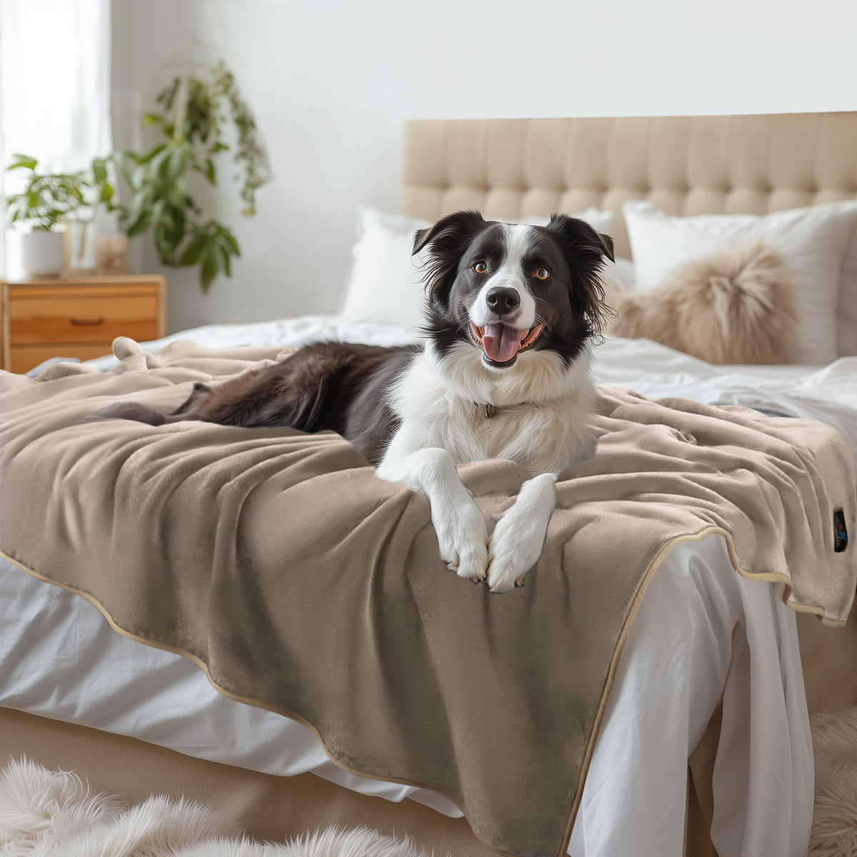 Waterproof Dog Blankets for Dog & Cat Khaki+Beige