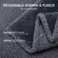 Reversible Sherpa Fleece Waterproof Pet Blanket Dark Grey