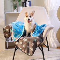 Luciphia 1 Pack 3 Blankets Fluffy Premium Fleece Pet Blanket Flannel Paw Printed Throw for Dog Cat(Small 23x16'', Grey/Brown/Blue)