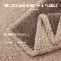Reversible Sherpa Fleece Waterproof Pet Blanket Khaki