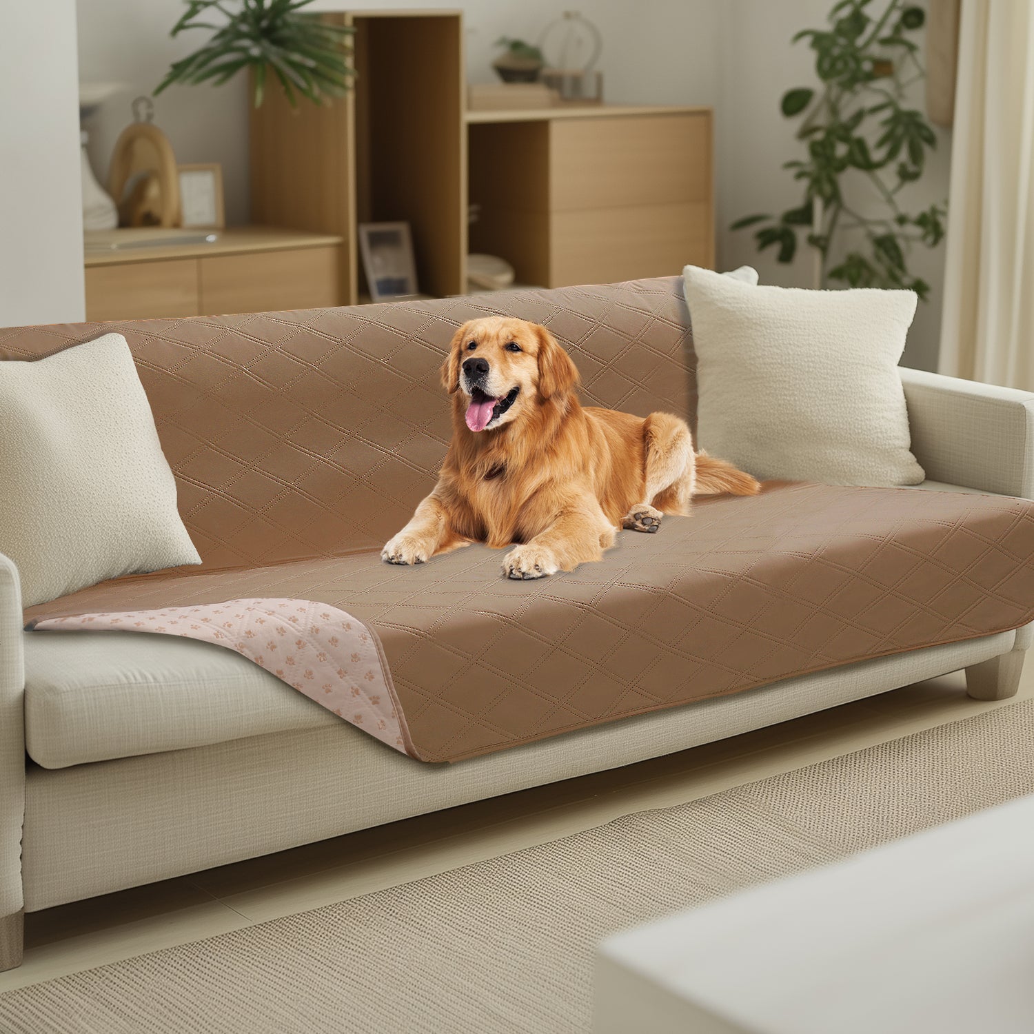 Dog Waterproof Blanket for Couch Light Brown & Khaki