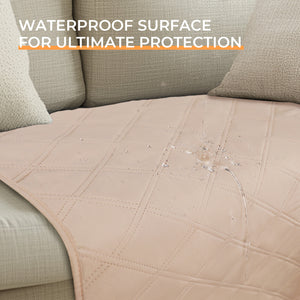 Waterproof Couch Cover Blanket for Dogs Beige & White