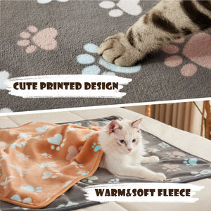 1 Pack 3 Small Pet Blanket Paw Printed Throw | Grey