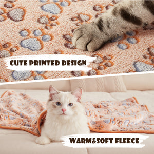 1 Pack 3  Pet Blanket Flannel Throw for Dog Puppy Cat Paw Brown