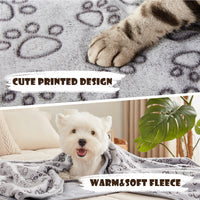 1 Pack 3 Small Pet Blanket Paw Printed Throw | Grey Paw