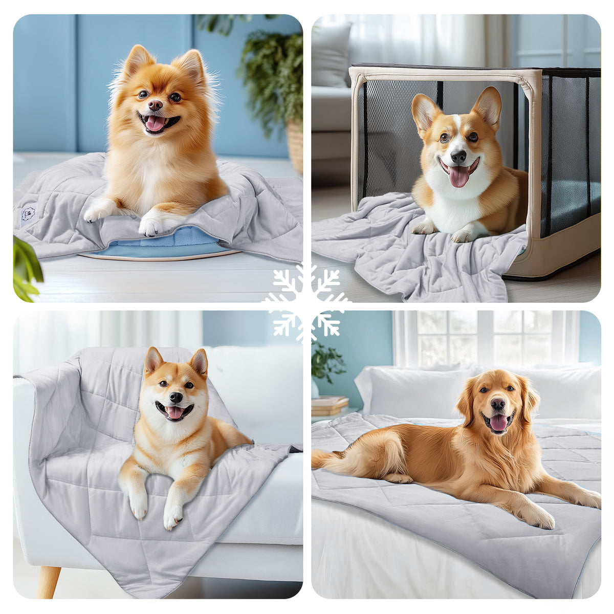 Cooling Blanket for Dogs Calming Pad Light Grey