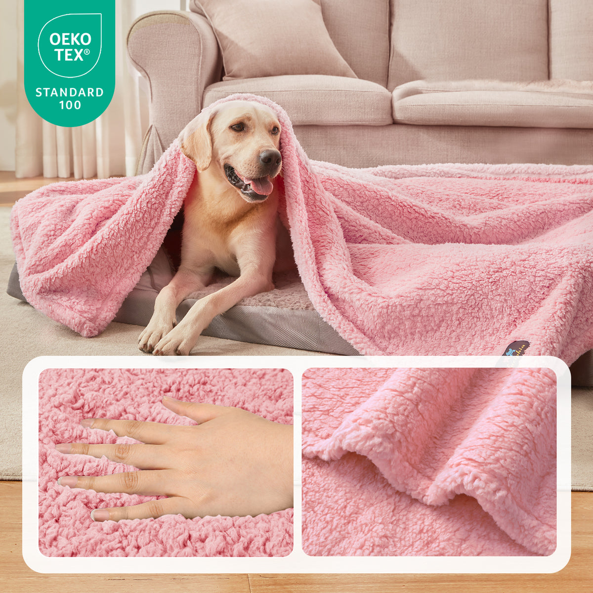 Waterproof Pet Blanket for Dog on Bed Pink