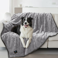 Reversible Sherpa Fleece Waterproof Pet Blanket Light Grey
